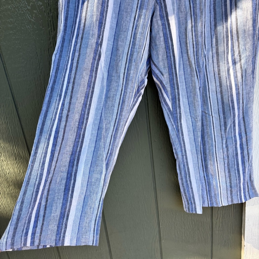 Cato Women’s Plus 22/24W Striped Linen Blend Cropped Pants - Picture 3 of 8